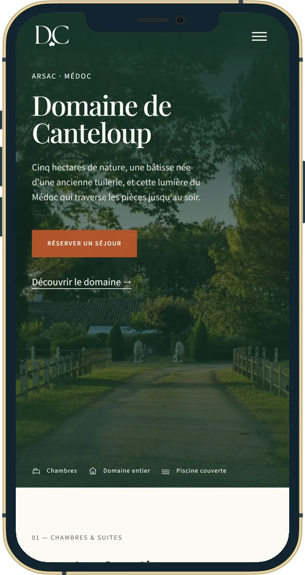 Site Domaine de Canteloup sur mobile